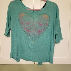 Bat Wing Blue Top Sz Large